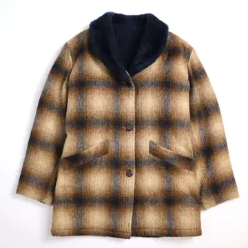 special 60s 모헤어 옴브레 체크 숄 갱 코트