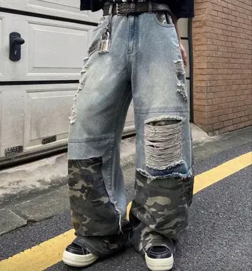 남성용 데미지 가공 카모플라쥬