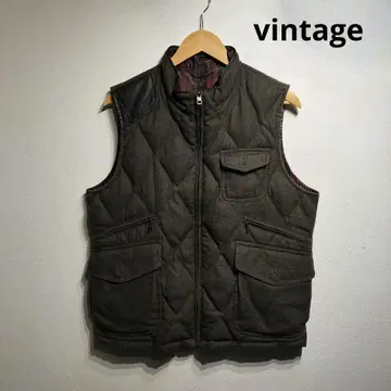 다크 브라운 퀼팅 다운 베스트 빈티지 스타일 레트로 구제 의류