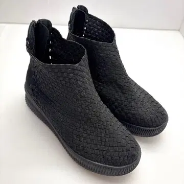 새상품급 밴딩 슬립온 슈즈 하이컷 메쉬 스니커즈 미세 라메 블랙