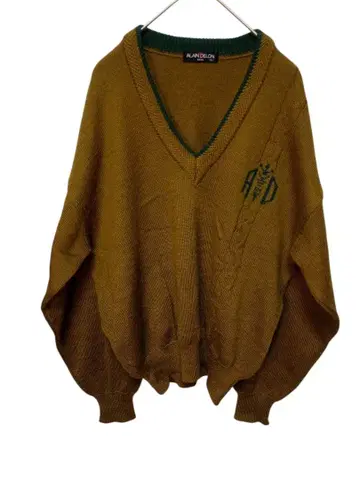 [ N0044 ] ALAIN DELON 머스타드 V넥 니트 스웨터