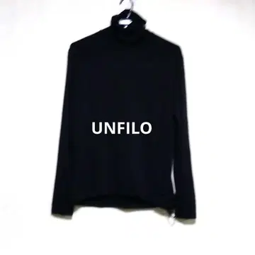 UNFILO 울 100% 따뜻한 얇은 소재 터틀넥 티셔츠 블랙 M
