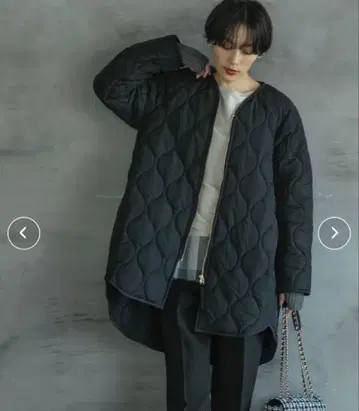 오파크 클립 퀼팅 롱 코트