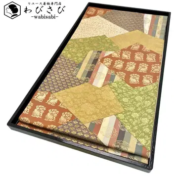 후쿠로 오비 절참 꽃 토끼 꽃무늬 세로 줄무늬 금실 O-3881