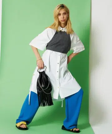 화이트 셔츠 원피스 긴팔 코튼