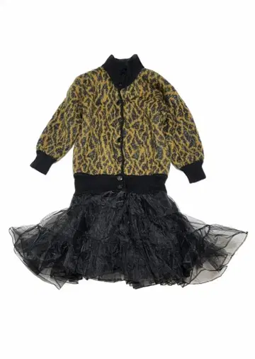 Microwave 마이크로웨이브 레오파드 무늬 모헤어 가디건 드레스