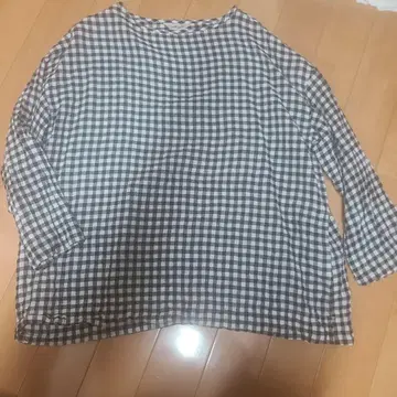 이치앤티크 블랙 화이트 체크 긴팔