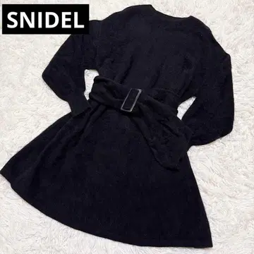 SNIDEL 스나이델 벨티드 라쿤 니트 원피스 블랙