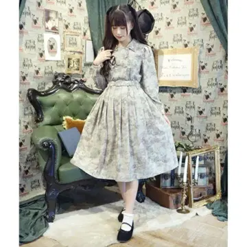 an another angelus 엔젤 패턴 더블 버튼 원피스 베이지