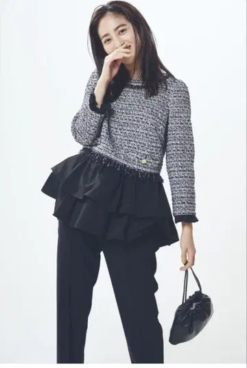트위드 디어 풀오버 프릴 페플럼 사이즈 1 S 사이즈