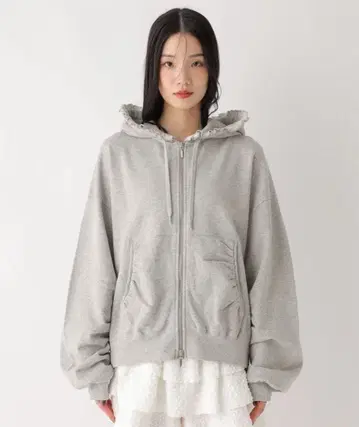 Heather 프릴 후드티 그레이