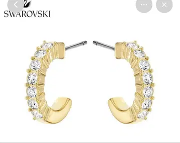 Swarovski 골드 후프 귀걸이 크리스탈