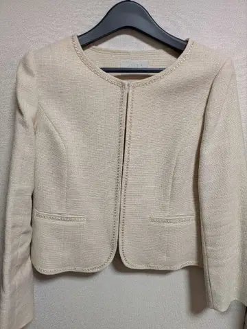 베이지 노카라 자켓