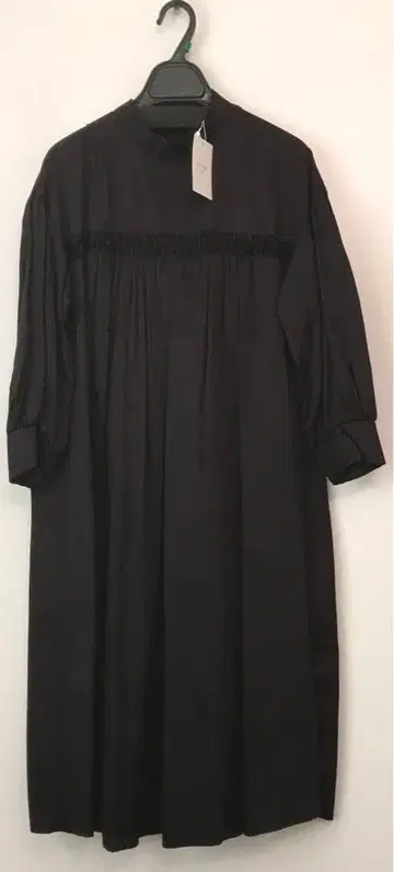 택 포함 SLOW 23구 워시드 코튼 새틴 원피스 M 블랙