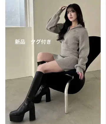 GYDA GYGY 투피스 레이어드 리브 니트 원피스