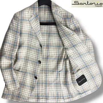 J6274 새상품급 사토리오 최근 모델 체크 무늬 자켓 베이지 46