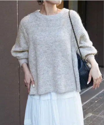 B.C STOCK 라메 혼방 하찌 편직 니트 풀오버 베이직 스톡