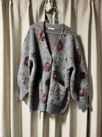 JEANASIS 꽃무늬 가디건 F 사이즈 그레이 계열