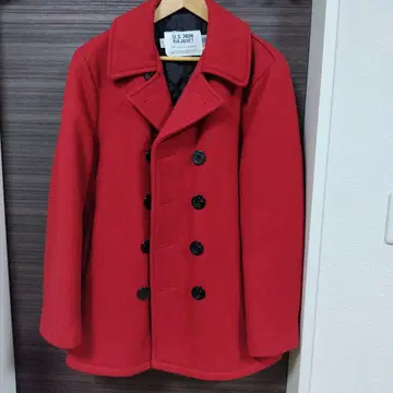 샷 미국제 M~L 사이즈 남성용 피 코트 36 빨간색