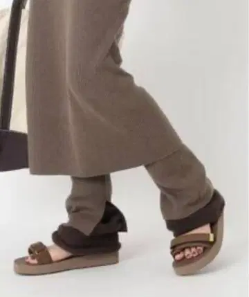 두지엠 클라세 리브 니트 팬츠 레깅스 브라운 프리 사이즈