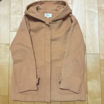 IKKA 후드 부착 피코트 L 사이즈 핑크 카멜