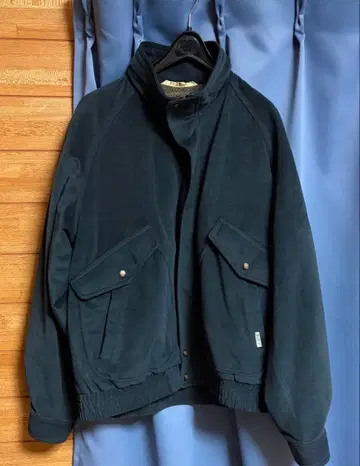 vintage 숏 기장 페이크 스웨이드 스탠드 카라 블루종