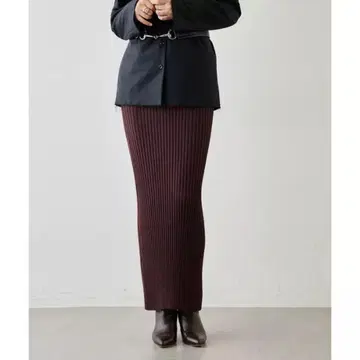 새상품급 윔 가젯 니트 핏 스커트 브라운 롱 I라인 타이트