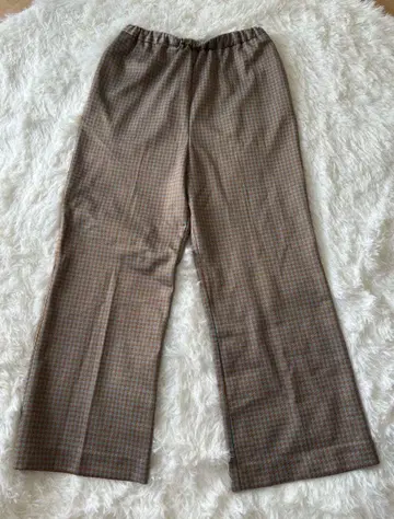 BEAMS BOY 체크 와이드 팬츠 센터 프레스