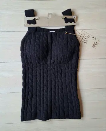 무인양품 코튼 혼방 복슬복슬 니트 브라 탱크탑 블랙 M