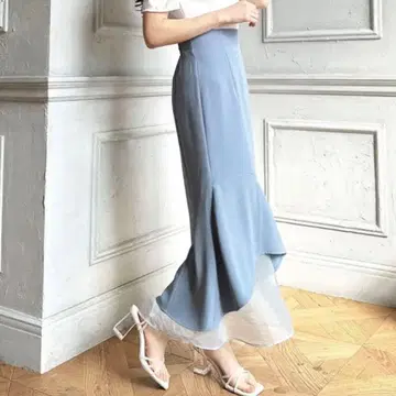 RESEXXY 시어 도킹 머메이드 스커트 블루