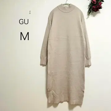 2543 [ GU ] 맨투맨 느낌 하이넥 롱 원피스(M) 베이지