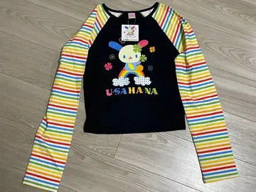 산리오 우사하나 새상품 롱T 보더 레인보우 y2k SPINNS
