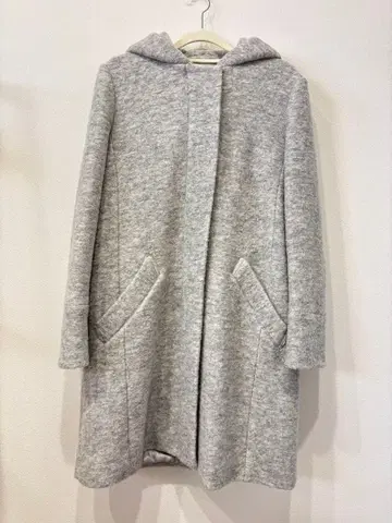 LOUNIE 후드 부착 그레이 롱 코트 아우터 38 M