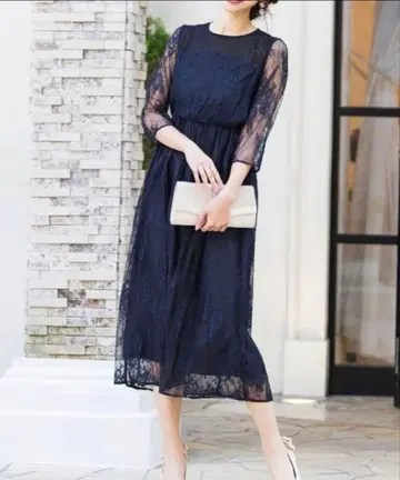 niana 전체 레이스 네이비 결혼식 원피스 드레스 L 사이즈