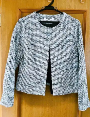 내추럴 뷰티 베이직 노카라 트위드 자켓