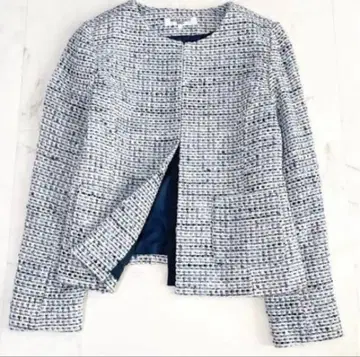 내추럴 뷰티 베이직 노카라 트위드 자켓