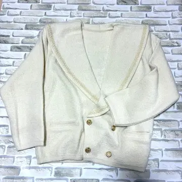 빈티지 니트 세일러 더블 브레스트 가디건 아이보리