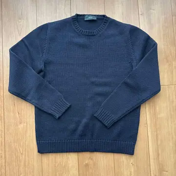 ZANONE 미들 게이지 네이비 크루넥 니트 46