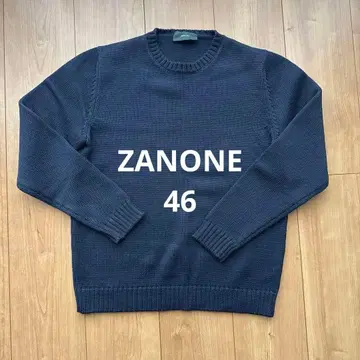 ZANONE 미들 게이지 네이비 크루넥 니트 46