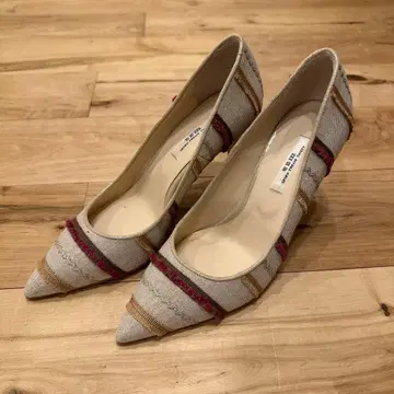 SEVEN TWELVE THIRTY 스트라이프 디자인 하이힐 10cm