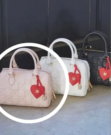 [ 미사용 ] VIS 비스*하트 포함 보스턴 백 2way 퀼팅 핑크