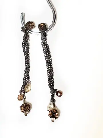 [미사용품] 구리 고미 태슬 귀찌 큐빅 이탈리아제