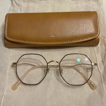 클리어 골드 팔각형 안경 케이스 포함