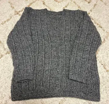 그레이 리브 니트 가디건