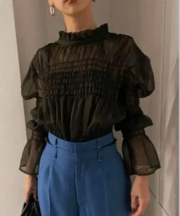 AMERI SHEER VOLUME SHIRRING TOP