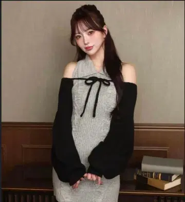 다리치 숏 볼레로 니트 원피스