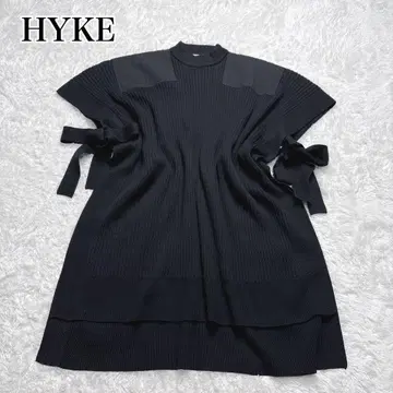 [ 새상품급 ] HYKE 하이크 명령어 스웨터 판초 리브 블랙