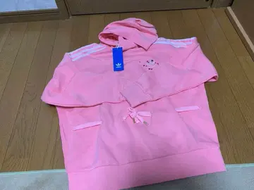 adidas originals 하트 자수 후드티 핑크