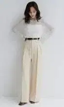 베이지 와이드 팬츠 하이웨스트