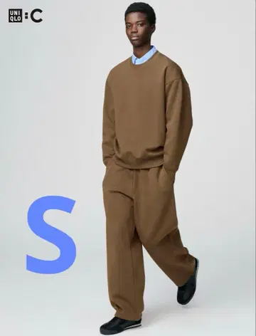 미사용 새상품 유니클로 UNIQLOC 맨투맨 와이드 팬츠 S 브라운